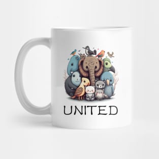 Group of stylized animals "United in Diversity" Mug